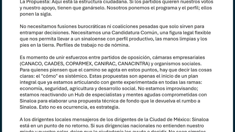 Manifiesto por Sinaloa 2027